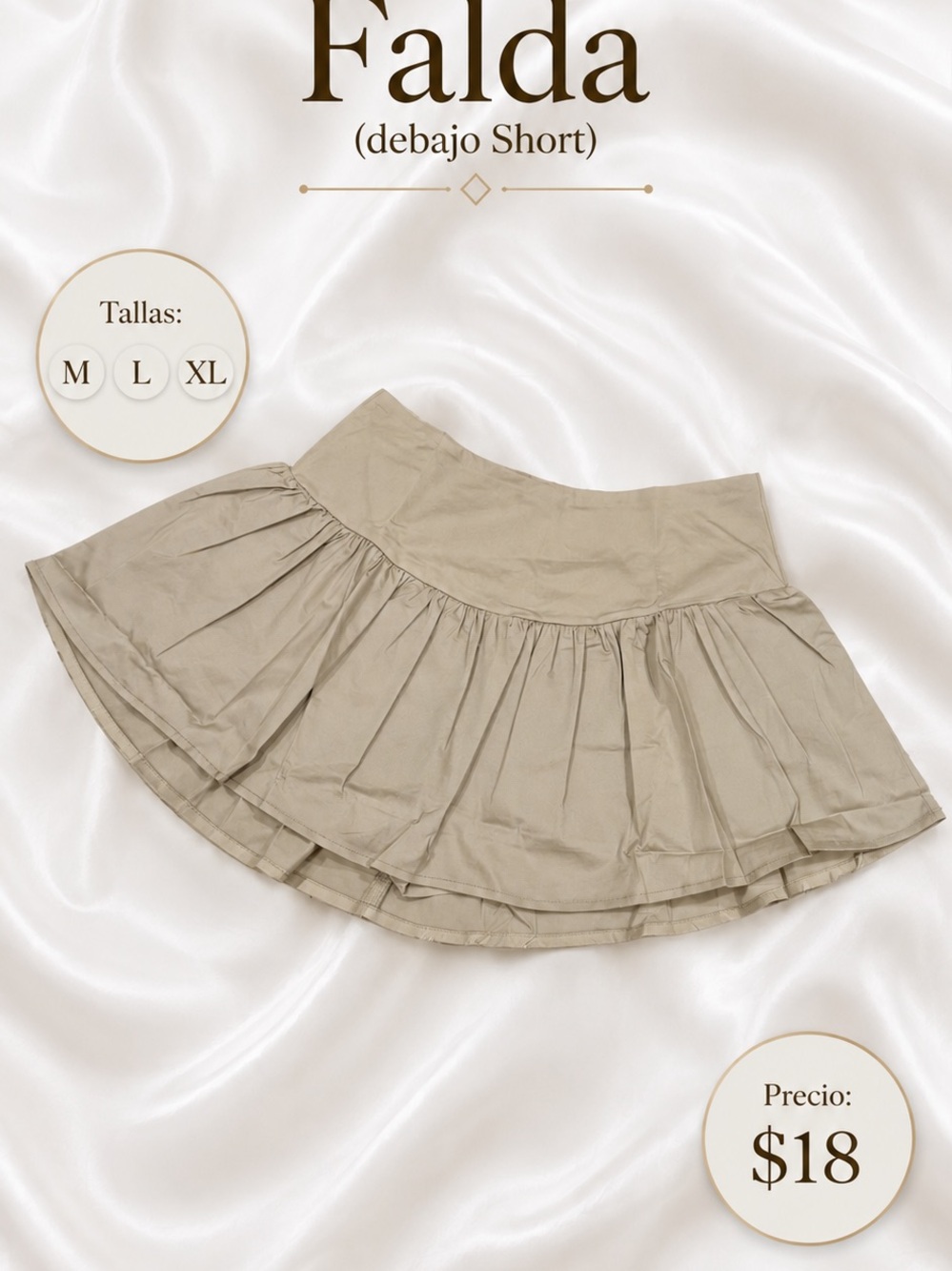 Women’s Beige Ruffled Mini Skirt M/L/XL